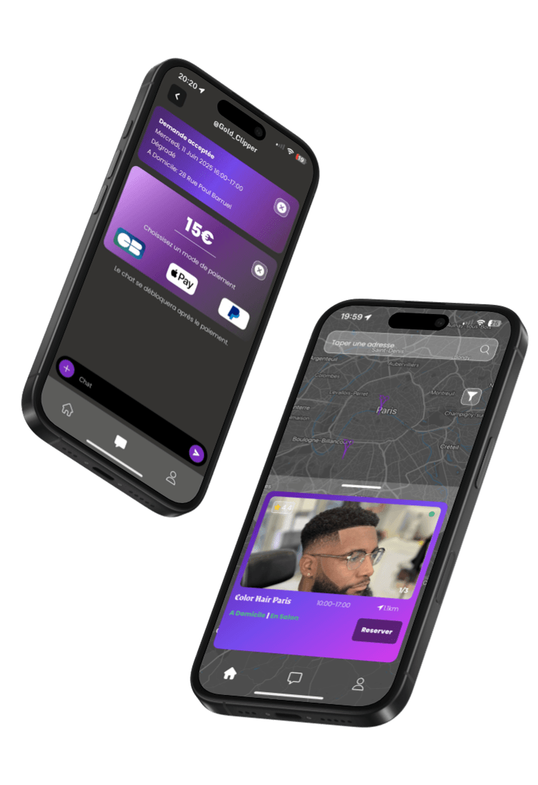 Mockup Application mobile NearBarber